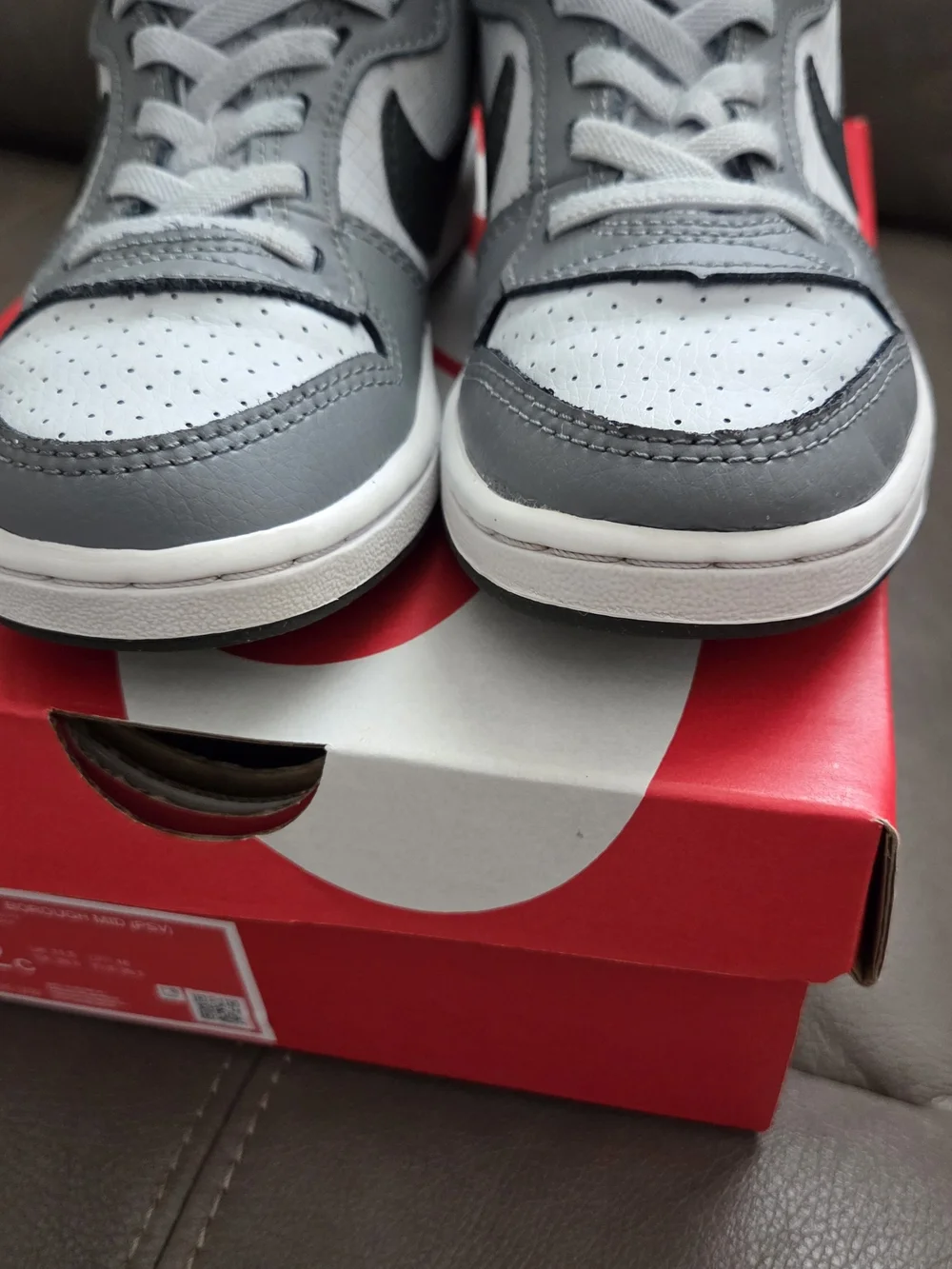 Nike Kids Gray, White and Black High-Top Sneakers